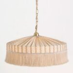 SINCLAIR TASSEL FRINGED LINEN PENDANT IVY STRIPE