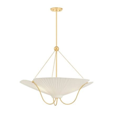 HUDSON VALLEY LIGHTING GERHARD AGED BRASS LINEN SHADE PENDANT