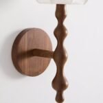 LALA BROWN WOOD SHADED SCONCE WALL LIGHT