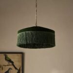 SINCLAIR TASSEL FRINGED VELVET PENDANT GREEN | BOHO LAMPS