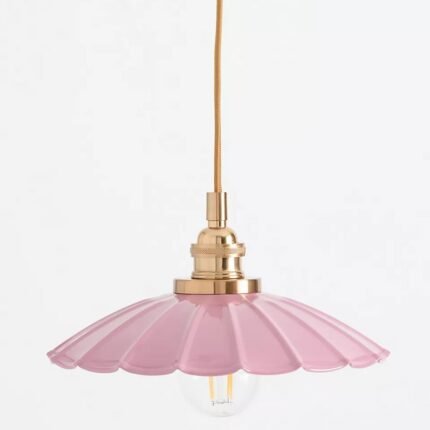 GRETA SCALLOPED METAL PENDANT LIGHT PINK