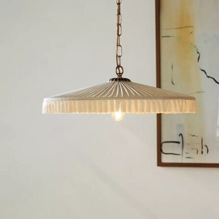 STEFANIE PLEATED SILK PENDANT | LAMPS WITH GOLD