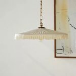 STEFANIE PLEATED SILK PENDANT | LAMPS WITH GOLD
