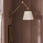 WHITE ROBERTA SCALLOPED LEATHER TASK WALL SCONCE