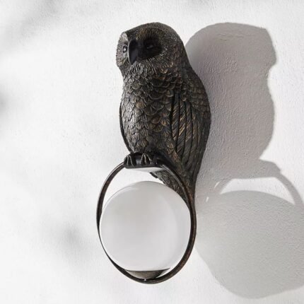 WOODLAND OWL GLOBE OUTDOOR WALL SCONCE