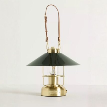 BARBOUR X ANTHROPOLOGIE METAL RECHARGEABLE LANTERN IN GREEN