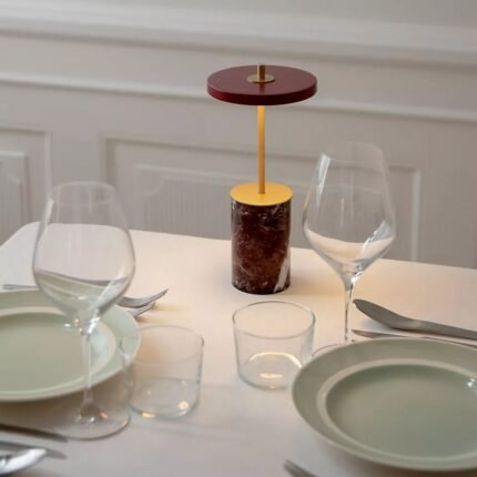 ASTERIA MOVE MINI MARBLE CORDLESS RECHARGEABLE TABLE LAMP IN RED