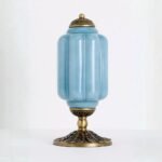 BLUE ELOISE SCALLOP MILK GLASS TABLE LAMP