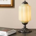 GREEN ELOISE SCALLOP MILK GLASS TABLE LAMP