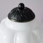 ELOISE TABLE LAMP WITH WHITE AND BLACK SCALLOP MILK GLASS