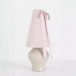 BOSETTE TABLE LAMP WITH BOW DETAIL, VELVET, AND WOOD