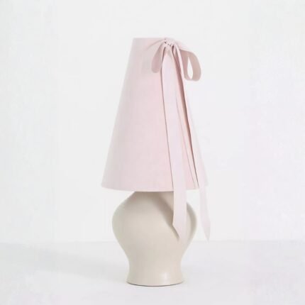BOSETTE TABLE LAMP WITH BOW DETAIL, VELVET, AND WOOD
