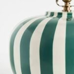 LYS GREEN STRIPED CERAMIC TABLE LAMP BASE