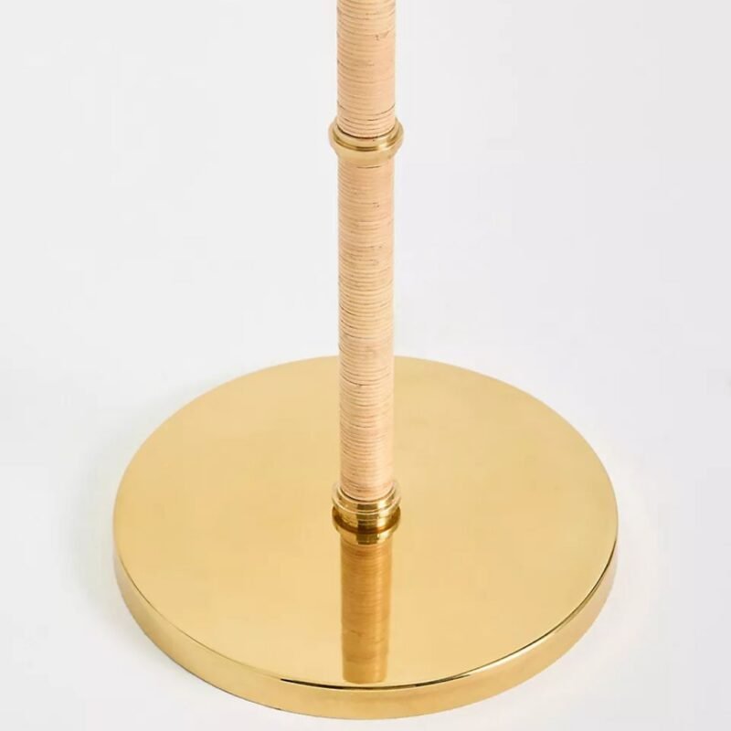 RATTAN-WRAPPED ANTIQUE BRASS FLOOR LAMP BASE