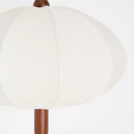 DUMPLING WOOD FLOOR LAMP WITH RAW SILK SHADE