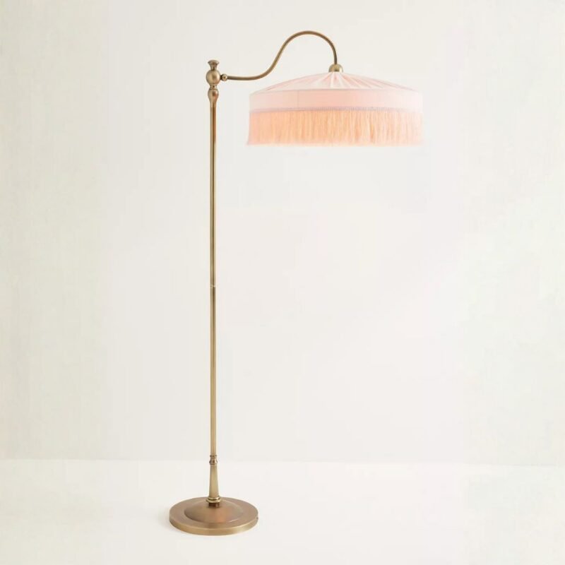 SINCLAIR PINK VELVET FLOOR LAMP WITH TASSEL FRINGE