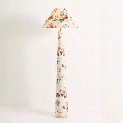 LULU CAMILLE PRINTED FABRIC UPHOLSTERED EMPIRE FLOOR LAMP