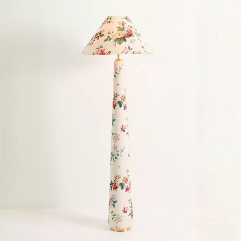 LULU CAMILLE PRINTED FABRIC UPHOLSTERED EMPIRE FLOOR LAMP
