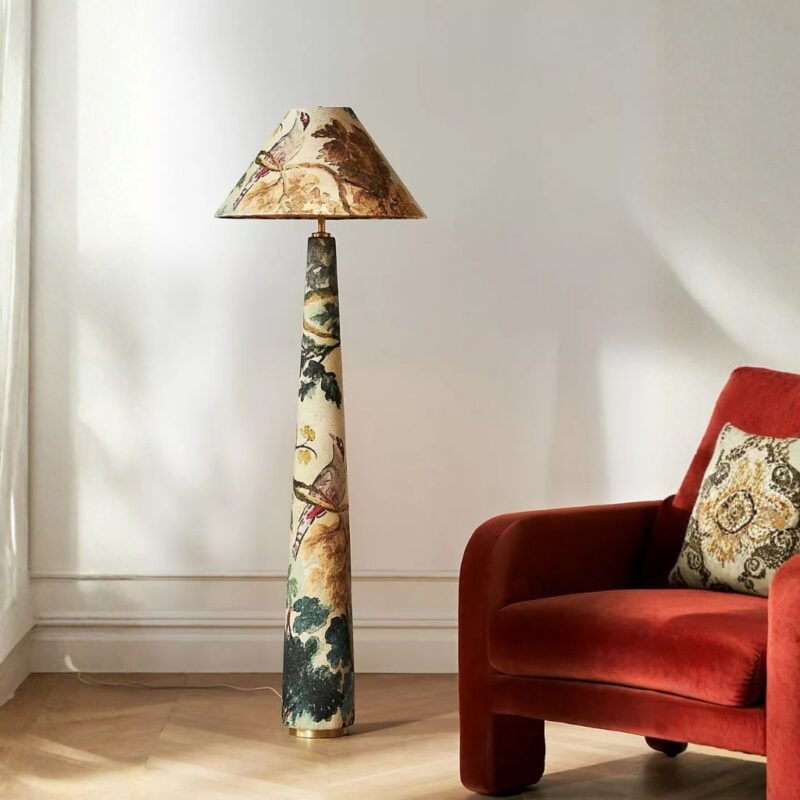 LULU JUDARN PRINTED FABRIC UPHOLSTERED EMPIRE FLOOR LAMP