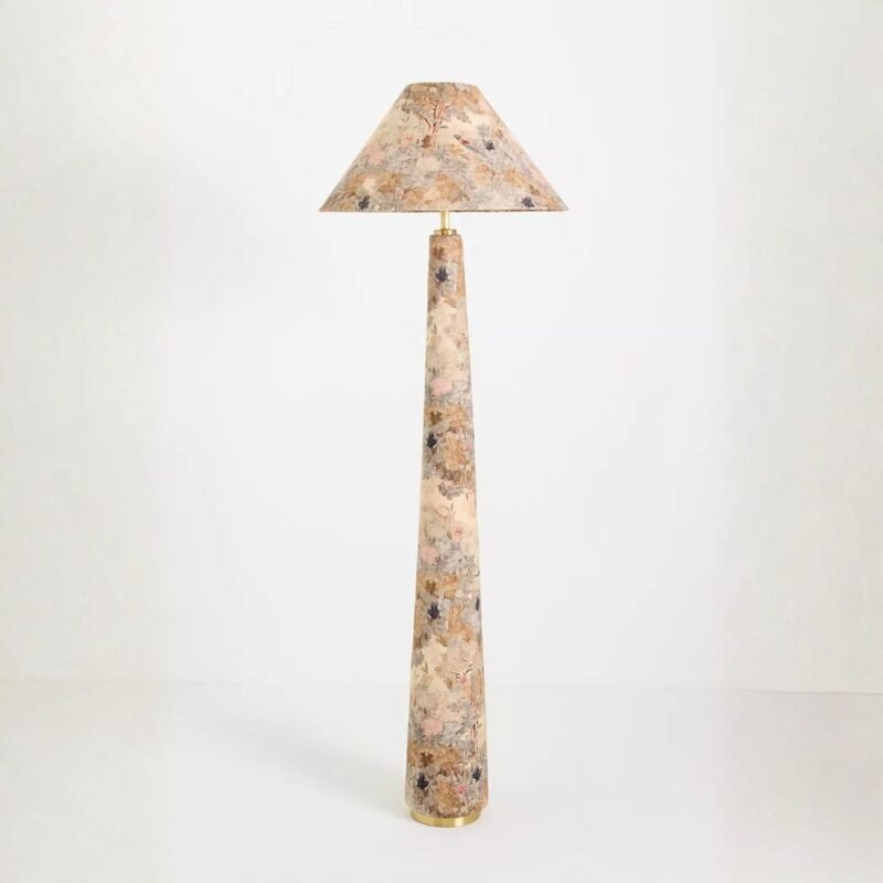 LULU FRANCOIS PRINTED FABRIC UPHOLSTERED EMPIRE FLOOR LAMP