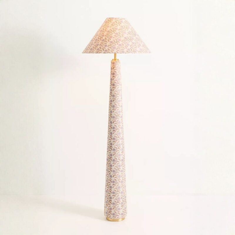 LULU LEORA PRINTED FABRIC UPHOLSTERED EMPIRE FLOOR LAMP