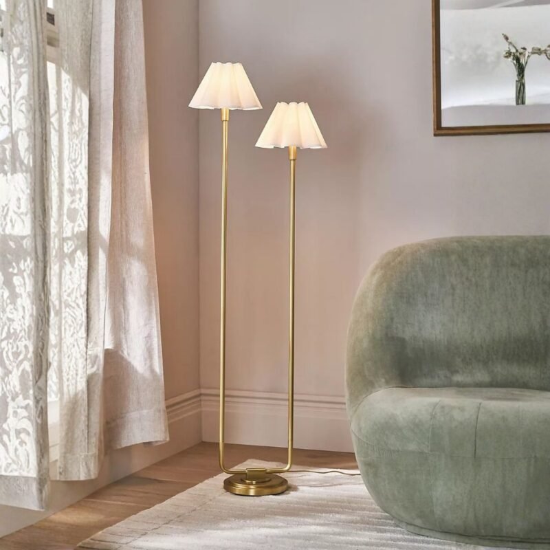 REGINA ANDREW POLLY WHITE SCALLOPED SHADED METAL FLOOR LAMP