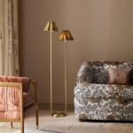 REGINA ANDREW POLLY GREEN SCALLOPED SHADED METAL FLOOR LAMP