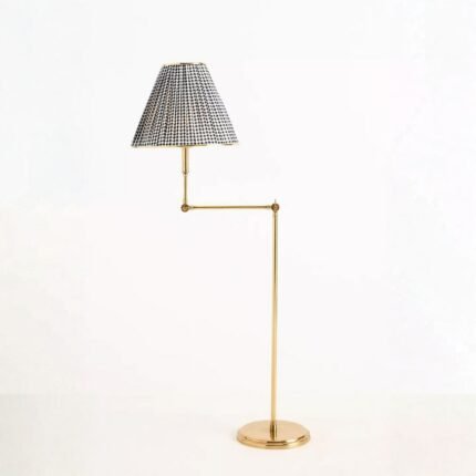 LEE BRASS FLOOR LAMP WITH RUCHED PRINTED SHADE