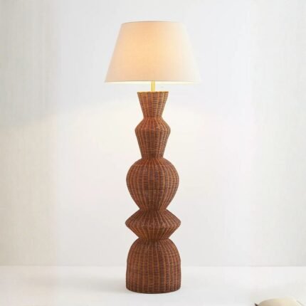 JEMBER DECORATIVE FLOOR LAMP WITH WOVEN RATTAN SHADE