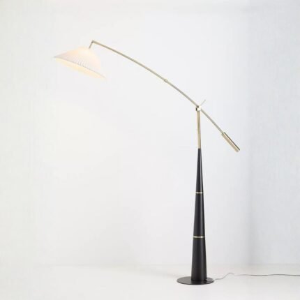 LEROY FLOOR LAMP WITH PLEATED SHADE AND ARC DESIGN