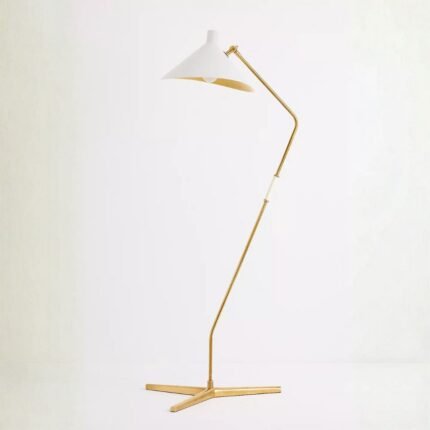 MAYOTTE LARGE BRASS FLOOR LAMP WITH OFFSET DESIGN