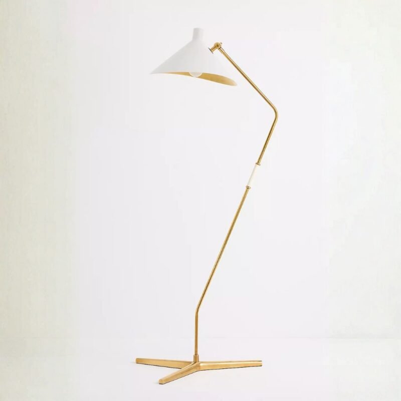MAYOTTE LARGE BRASS FLOOR LAMP WITH OFFSET DESIGN