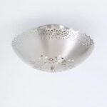LACIE ANTIQUE NICKEL FLUSH MOUNT WITH LACE TRIM