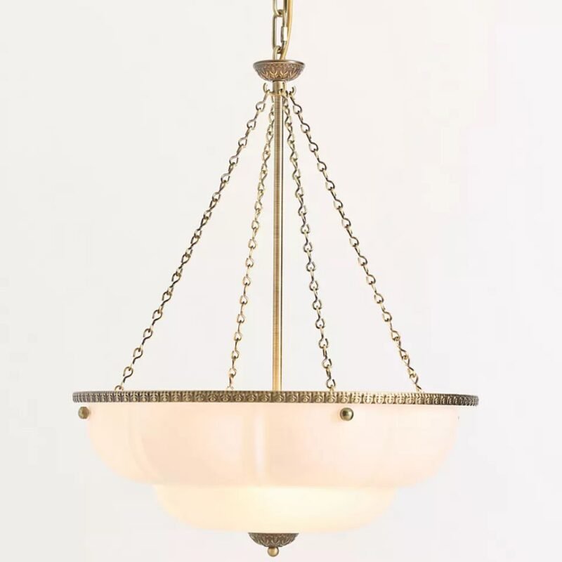THE ELOISE WHITE SCALLOP MILK GLASS CHANDELIER