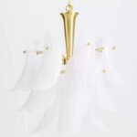 ANISA TIERED GLASS CHANDELIER WITH WHITE PETAL DETAILS