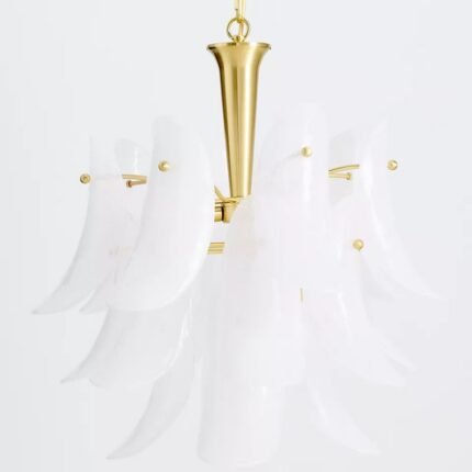 ANISA TIERED GLASS CHANDELIER WITH WHITE PETAL DETAILS