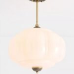 ELOISE SCALLOPED MILK GLASS SEMI FLUSH MOUNT LIGHT WITH BRASS FINISH