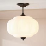ELOISE SCALLOPED MILK GLASS SEMI FLUSH MOUNT LIGHT IN WHITE