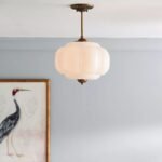 ELOISE SCALLOPED WHITE MILK GLASS SEMI FLUSH MOUNT LIGHT