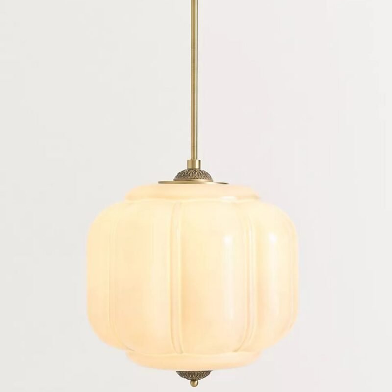 ELOISE BLUE GLASS SCALLOPED MILK GLASS PENDANT CEILING LIGHT