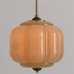 ELOISE GREEN GLASS SCALLOPED MILK GLASS PENDANT CEILING LIGHT