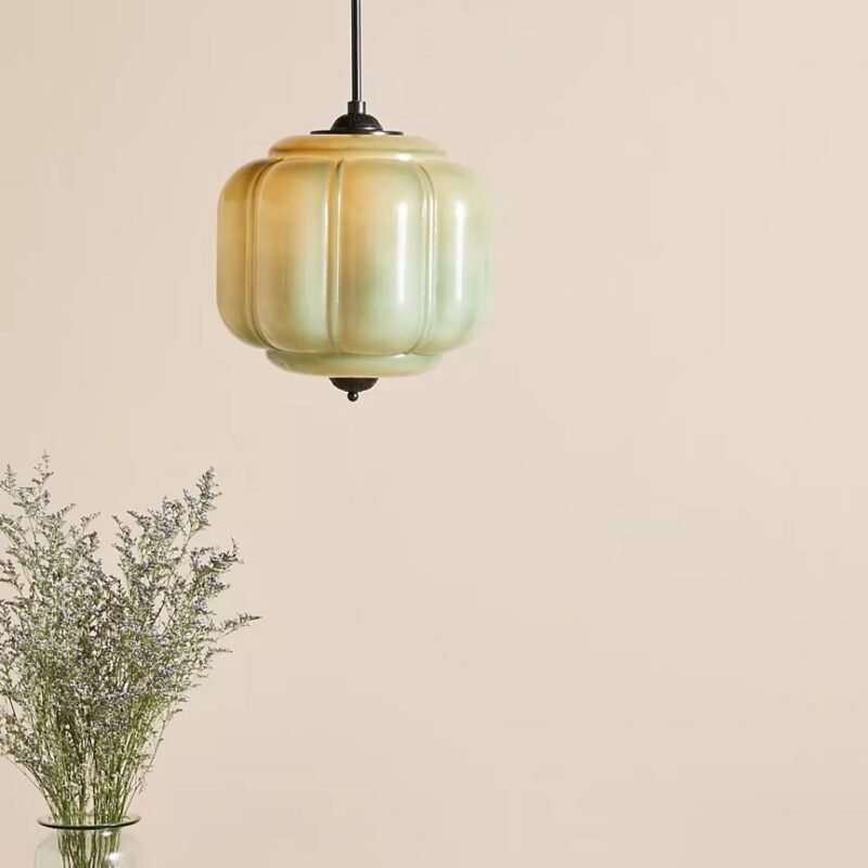 ELOISE SCALLOPED MILK GLASS PENDANT LIGHT IN GREEN