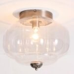 THE ELOISE NICKEL FLUSH MOUNT CEILING LIGHT WITH SCALLOPED MILK GLASS