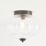 THE ELOISE BLACK FLUSH MOUNT CEILING LIGHT WITH SCALLOPED MILK GLASS