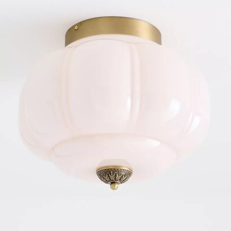 THE ELOISE PINK FLUSH MOUNT CEILING LIGHT WITH SCALLOPED MILK GLASS