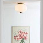 THE ELOISE WHITE FLUSH MOUNT CEILING LIGHT WITH SCALLOPED MILK GLASS
