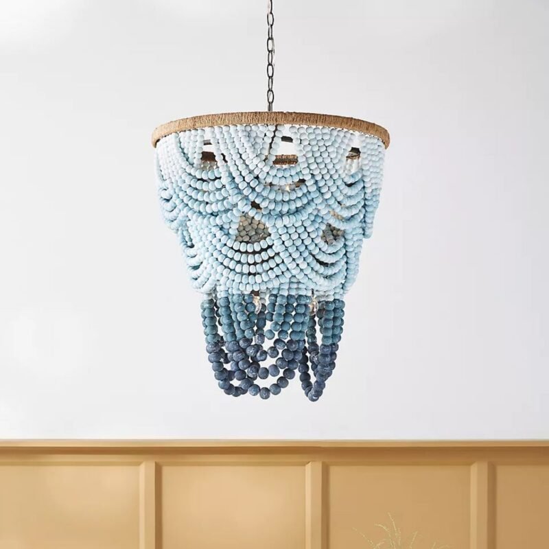 OMBRE CHANDELIER WITH WOOD BEAD DETAIL