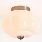 THE ELOISE SCALLOPED BLUE MILK GLASS FLUSH MOUNT LIGHT WITH BLACK FINISH