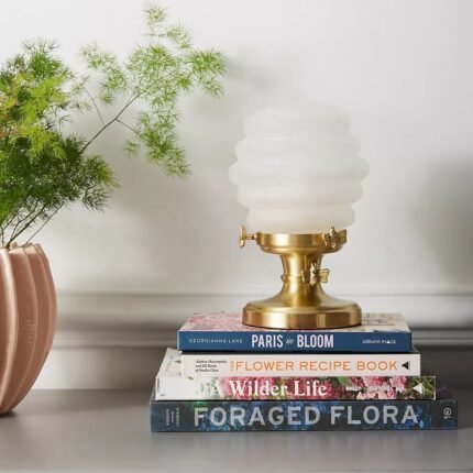 BUMBLEBEE GLASS AND METAL TABLE LAMP