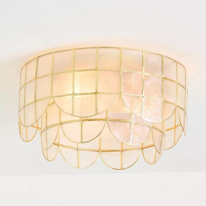 HEATHER SCALLOPED CAPIZ FLUSH MOUNT CEILING LIGHT